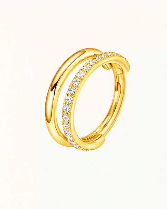 Titanium Ring Piercing with Outer Ring and Crystals - Elara