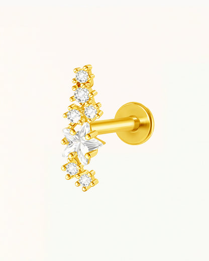 Titanium Stervormige Cluster Piercing met Kristallen - Marie