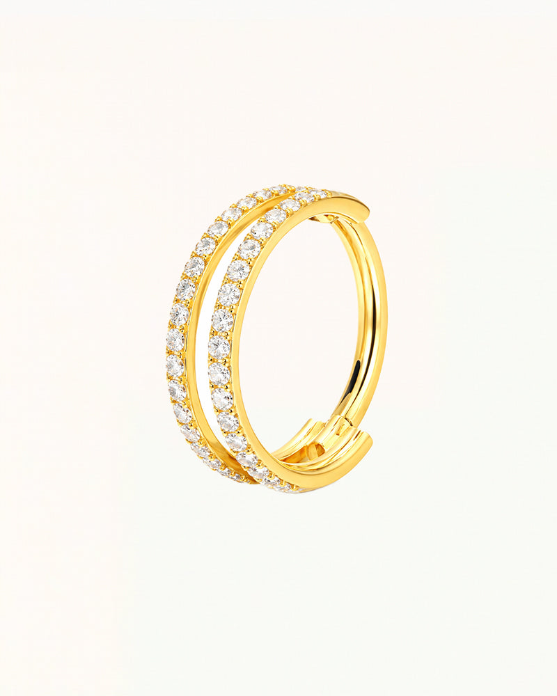 Titanium Dubbele Rij Kristal Ring Piercing - Miri