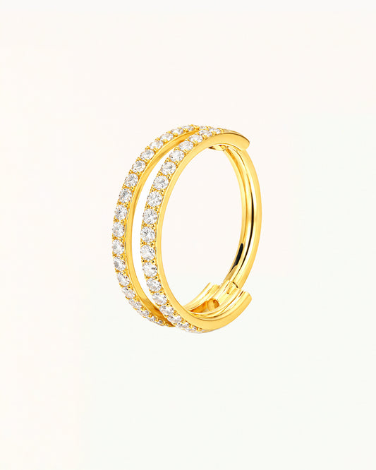Titanium Dubbele Rij Kristal Ring Piercing - Miri