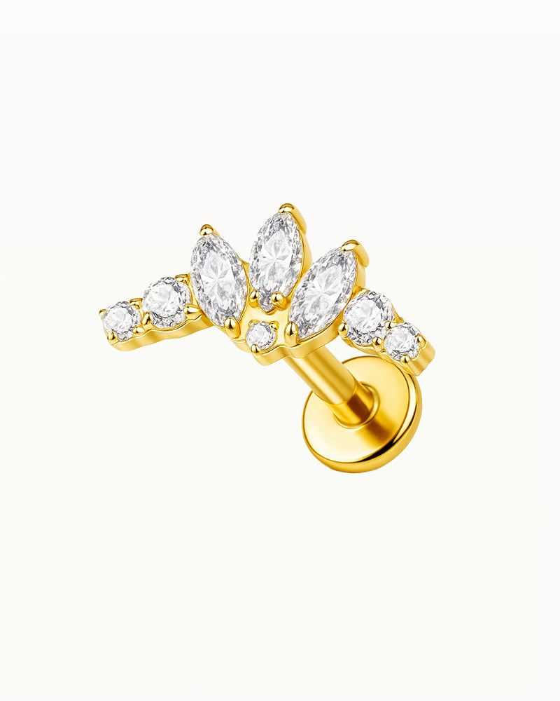 Titanium Piercing met Luxe Waaier van Steentjes - Nikoletta