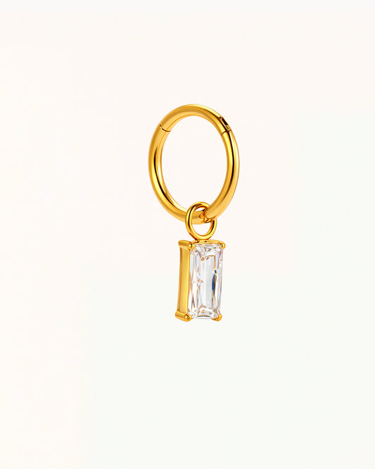 Titanium Piercing with Hanging Baguette Stone - Paige