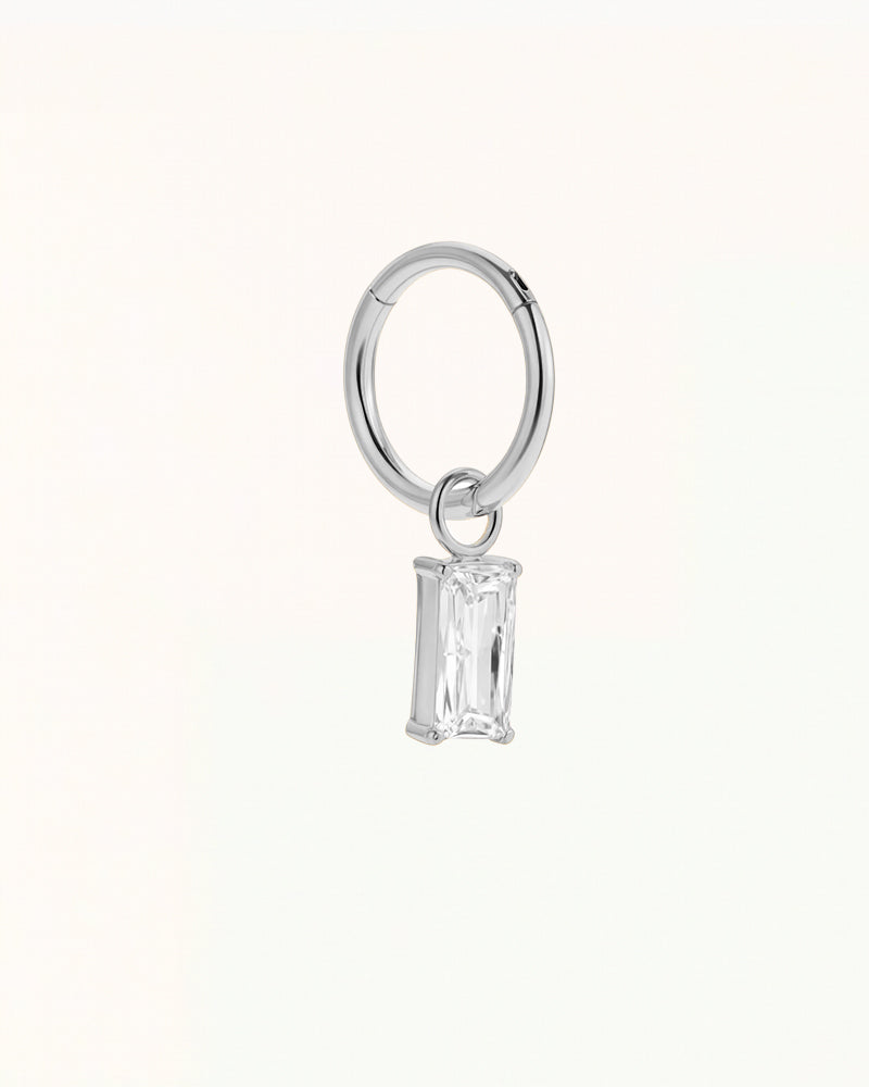 Titanium Piercing met Hangende Baguette Steen - Paige