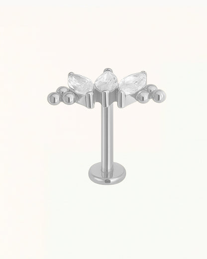 Titanium Piercing met Druppelvormige Kristallen en Balletjes - Priscilla