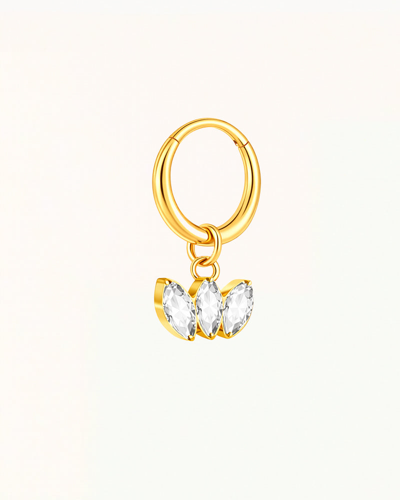 Titanium Clicker Piercing with Three Marquise Stones - Rebecca