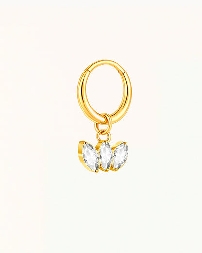 Titanium Clicker Piercing with Three Marquise Stones - Rebecca