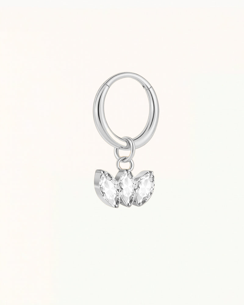 Titanium Clicker Piercing with Three Marquise Stones - Rebecca