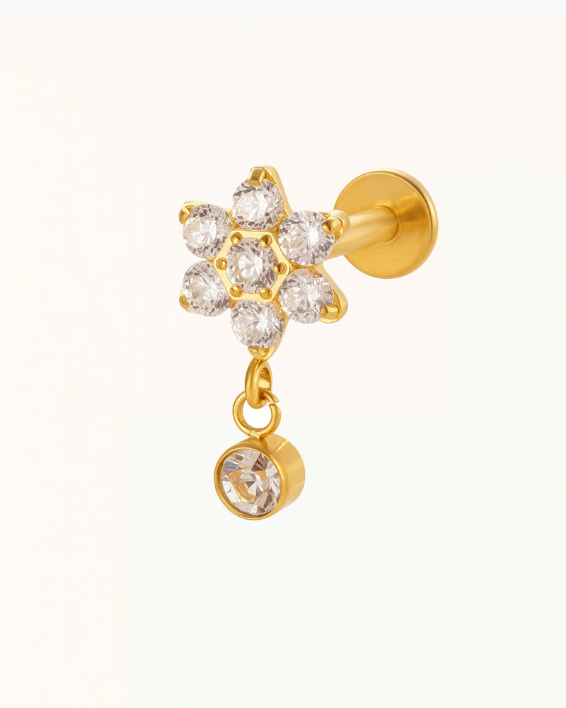 Titanium Flower Piercing with Pendant - Celine