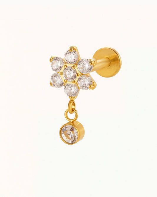 Titanium Bloem Piercing met Hanger - Celine