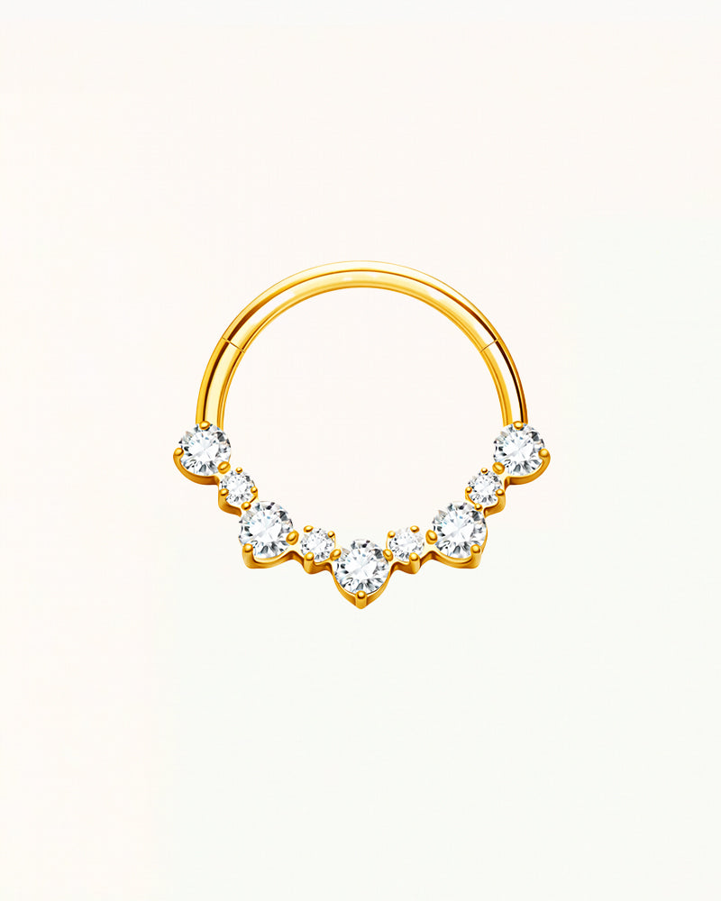 Titanium Daith Piercing with Fan of Stones - Stella