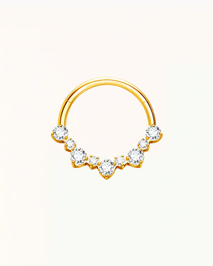 Titanium Daith Piercing with Fan of Stones - Stella