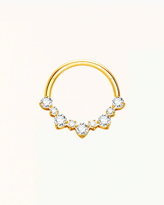 Titanium Daith Piercing with Fan of Stones - Stella