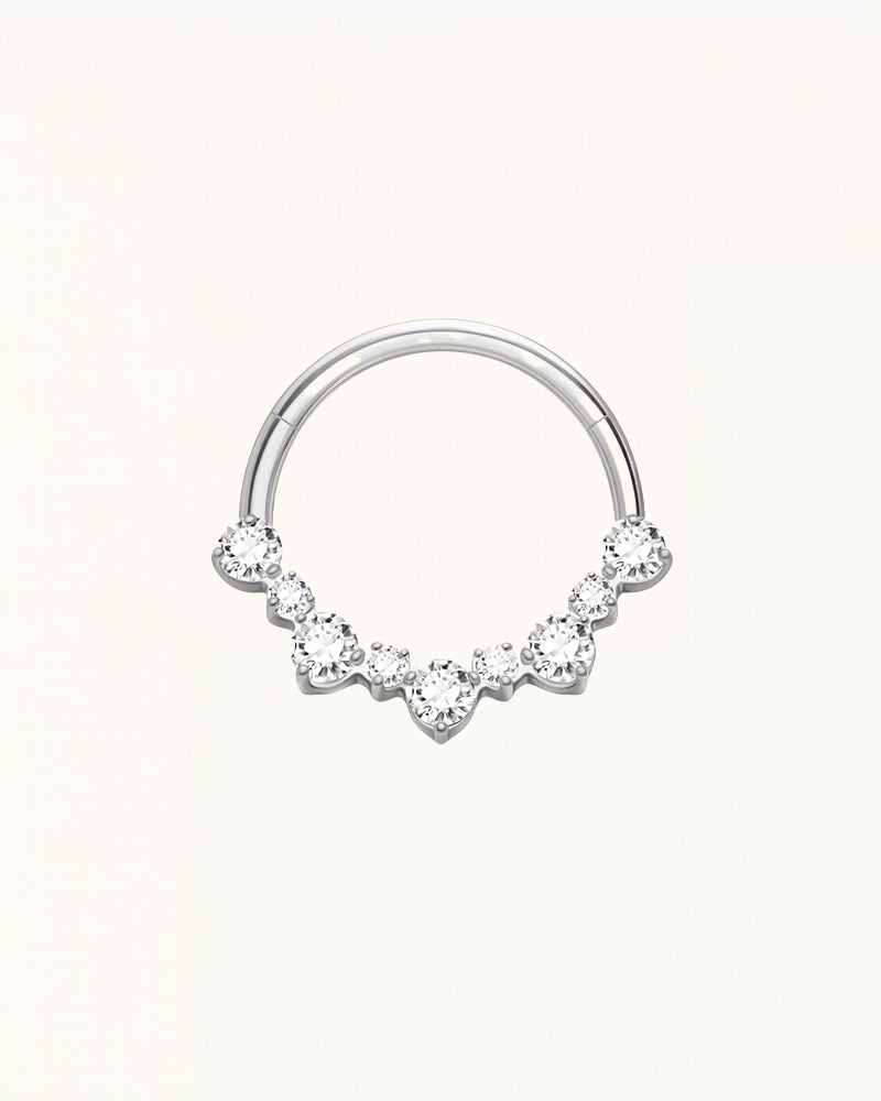 Titanium Daith Piercing with Fan of Stones - Stella