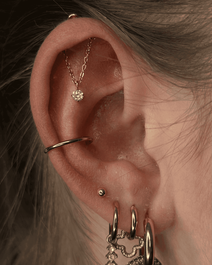 Titanium Piercing met Ketting en Kristal - Nisa