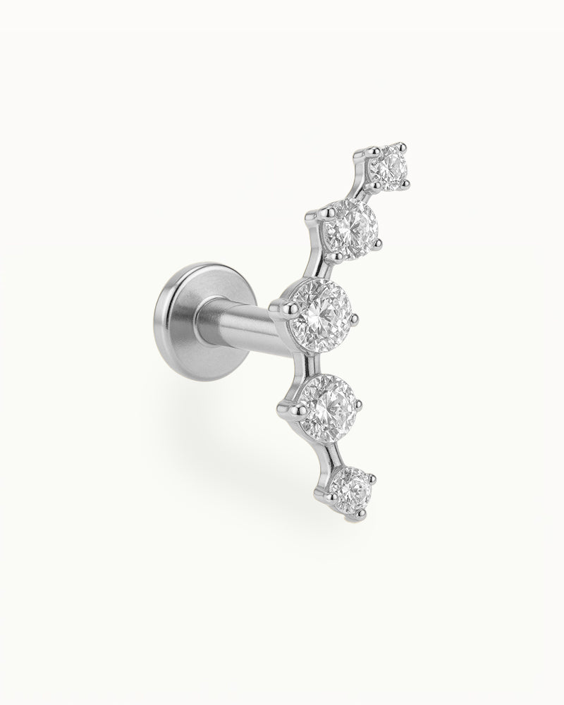 Titanium Piercing met Gebogen Kristallen - Wiktoria