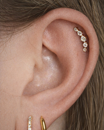 Titanium Piercing met Gebogen Kristallen - Wiktoria