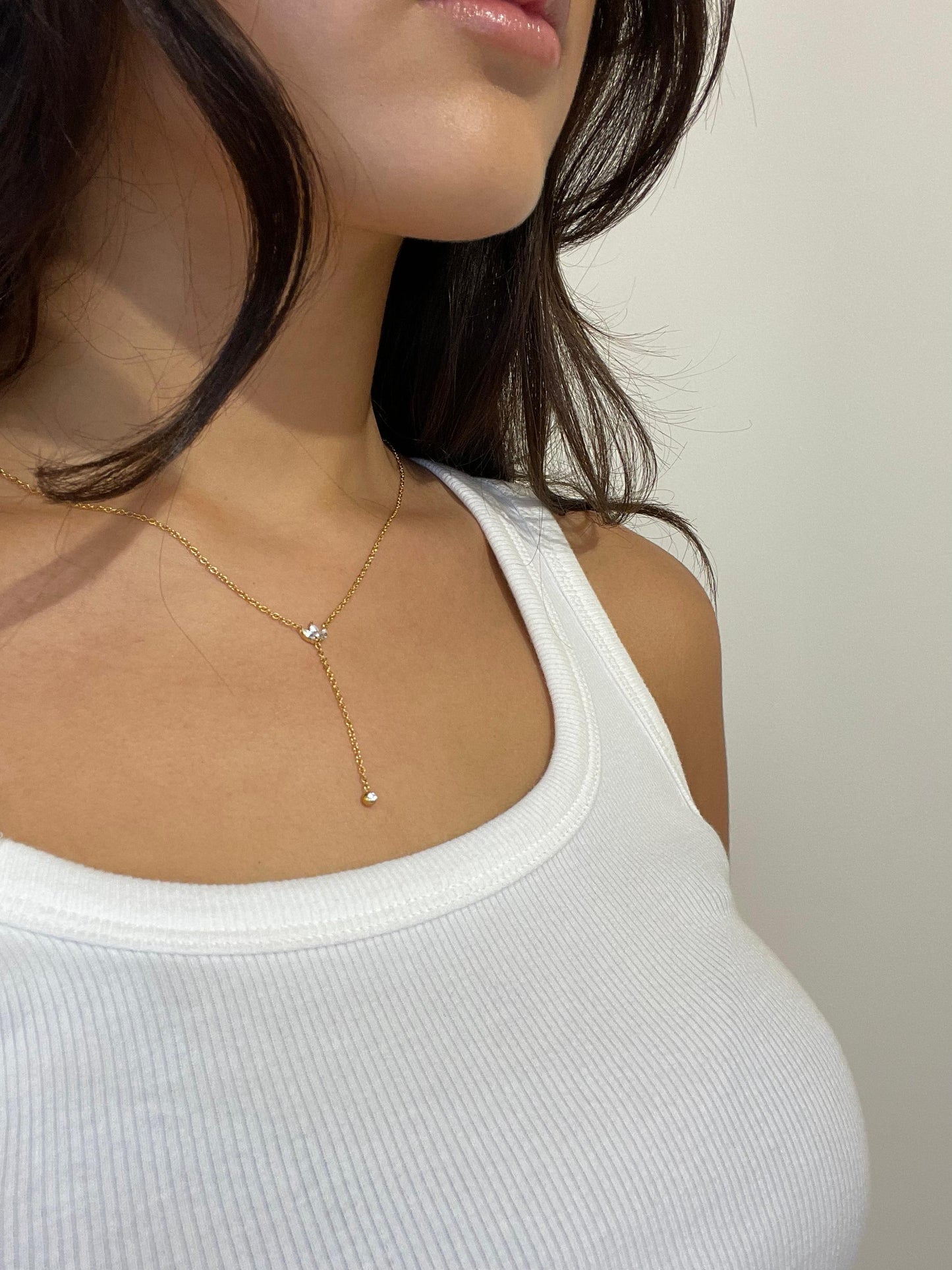 Minimalistische Gouden Y-Ketting met Steentjes - Jamie-Lynn